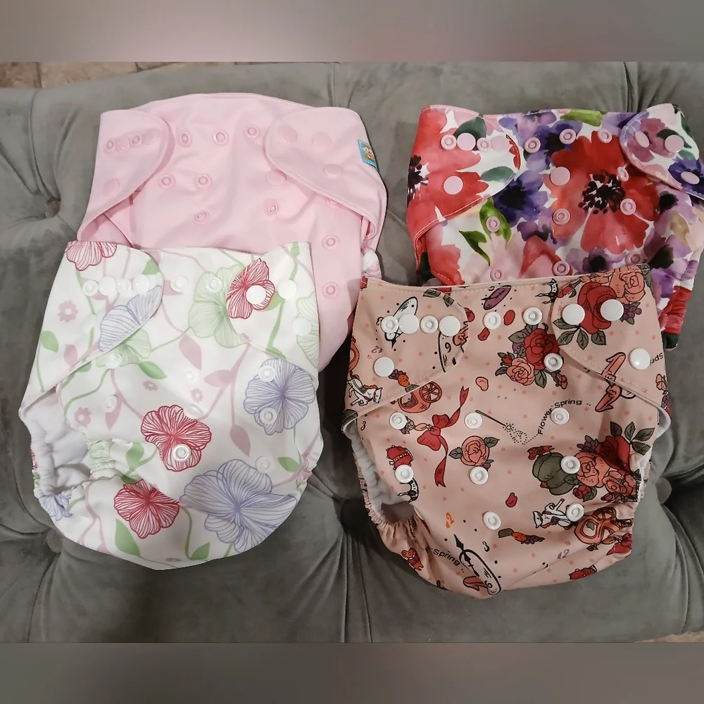 Avia Floral and Pink Kids Cloth Diapers 4pc.